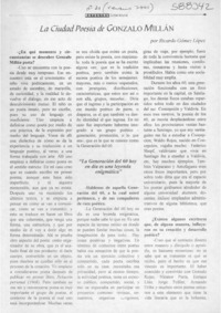 La ciudad poesía de Gonzalo Millán  [artículo] Ricardo Gómez López