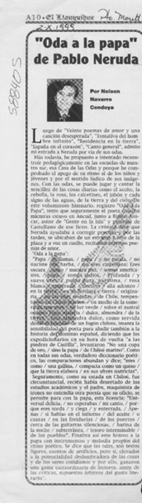 "Oda a la papa" de Pablo Neruda  [artículo] Nelson Navarro Cendoya