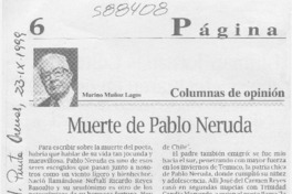 Muerte de Pablo Neruda  [artículo] Marino Muñoz Lagos