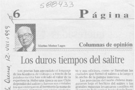 Los duros tiempos del salitre  [artículo] Marino Muñoz Lagos