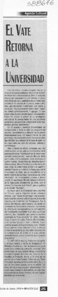 El vate retorna a la Universidad  [artículo]