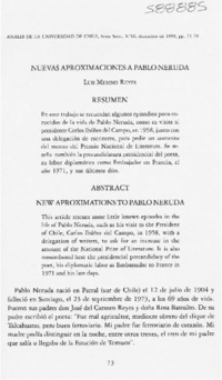 Nuevos aproximaciones a Pablo Neruda  [artículo] Luis Merino Reyes