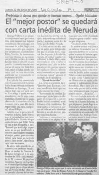 El "mejor postor" se quedará con carta inédita de Neruda  [artículo]