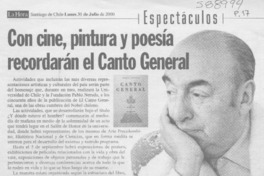 Con cine, pintura y poesía recordarán el Canto General  [artículo]