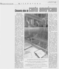 Cincuenta años de canto americano  [artículo] Ximena Villanueva