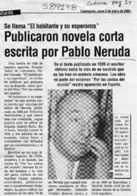 Publicaron novela corta escrita por Pablo Neruda
