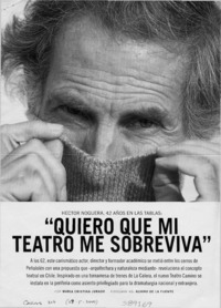 "Quiero que mi teatro me sobreviva"