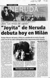 "Joyita" de Neruda debuta hoy en Milán