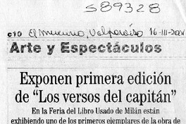 Exponen primera edición de "Los versos del capitán"