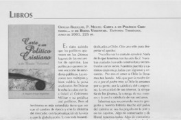 Carta a un político cristiano, o de buena voluntad  [artículo] Cristián Precht B.