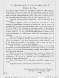 "El primer poeta nacido en Chile"