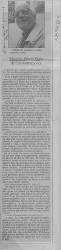 Mauricio Ostria, siglo de transformaciones  [artículo]