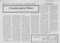 Cuentos para niños  [artículo] Hugo Pérez White