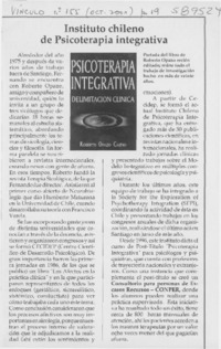 Instituto chileno de Psicoterapia integrativa  [artículo]