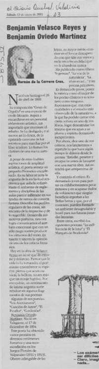 Benjamín Velasco Reyes y Benjamín Oviedo Martínez  [artículo] Hernán de la Carrera Cruz