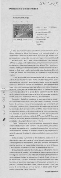 Periodismo y modernidad  [artículo] Loreto Rebolledo
