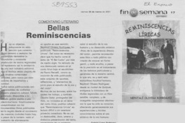 Bellas reminiscencias líricas  [artículo] Gabriel Castro Rodríguez