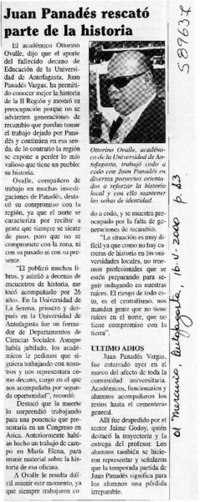 Juan Panadés rescató parte de la historia  [artículo]