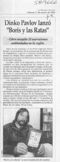 Dinko Pavlov lanzó "Boris y las ratas"  [artículo]