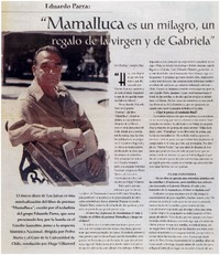 "Mamalluca es un milagro, un regalo de la virgen y de Gabriela"