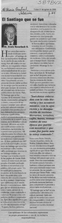 El Santiago que se fue  [artículo] Erwin Haverbeck O.