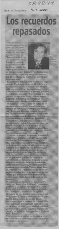 Los recuerdos repasados  [artículo] Nelson Navarro Cendoya
