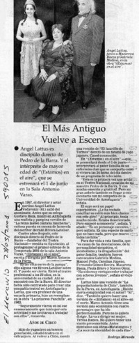 El más antiguo vuelve a escena  [artículo] Rodrigo Miranda