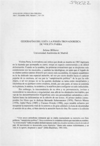 Geografías del Edén, la poesía trovadoresca de Violeta Parra  [artículo] Selena Millares