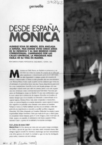 Desde España, Mónica Pérez  [artículo] Carolina Pulido