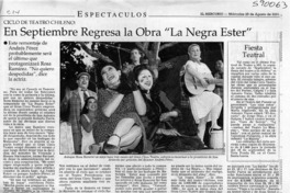 En Septiembre regresa la obra "La Negra Ester"  [artículo]