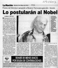 Lo postularán al Nobel  [artículo]