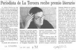 Periodista de La Tercera recibe premio literario