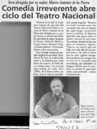 Comedia irreverente abre ciclo del Teatro Nacional  [artículo]