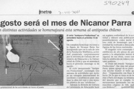 Agosto será el mes de Nicanor Parra  [artículo]