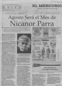 Agosto será el mes de Nicanor Parra  [artículo] Elizabeth Neira