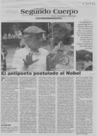 El antipoeta postulado al Nobel  [artículo]