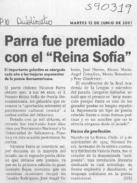 Parra fue premiado con el "Reina Sofía"  [artículo]