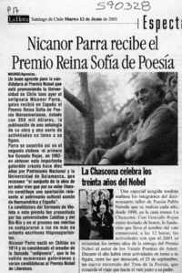 Nicanor Parra recibe e lPremiko Reina Sofía de Poesía  [artículo]