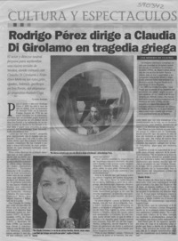 Rodrigo Pérez dirige a Claudia Di Girolamo en tragedia griega  [artículo] Claudio Aguilera
