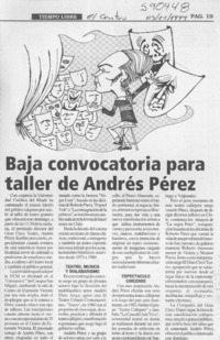 Baja convocatoria para taller de A. Pérez  [artículo]
