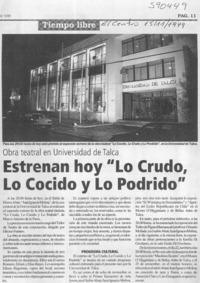 Estrenan hoy "Lo crudo, lo cocido y lo podrido"  [artículo]