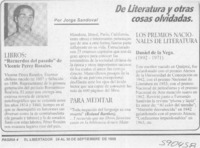 De literatura y otras cosas olvidadas  [artículo] Jorge Sandoval
