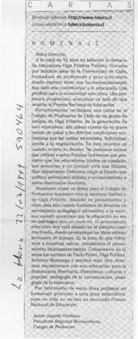 Homenaje  [artículo] Jaime Gajardo Orellana