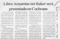 Libro Acuarelas del Baker será presentado en Cochrane  [artículo]