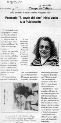 Poemario "Al revés del aire" inicia vuelo a la publicación  [artículo]