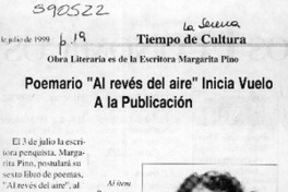 Poemario "Al revés del aire" inicia vuelo a la publicación  [artículo]
