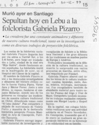 Sepultan hoy en Lebu a la foclorista Gabriela Pizarro