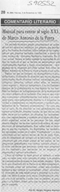 Manual para entrar al siglo XXI, de Marco Antonio de la Parra  [artículo] Sergio Vergara Alarcón
