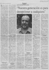 "Nuestra generaciób es para decepcionar a cualquiera"  [artículo] Patricia Montané Lepeley