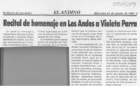 Recital de homenaje en Los Andes a Violeta Parra  [artículo]